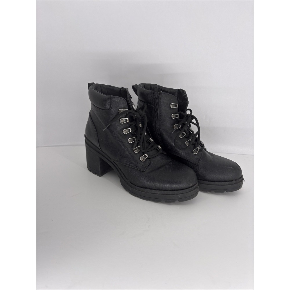 NOBO Chunky Heels Boots Combat Women's 10W Black Hiking Lace